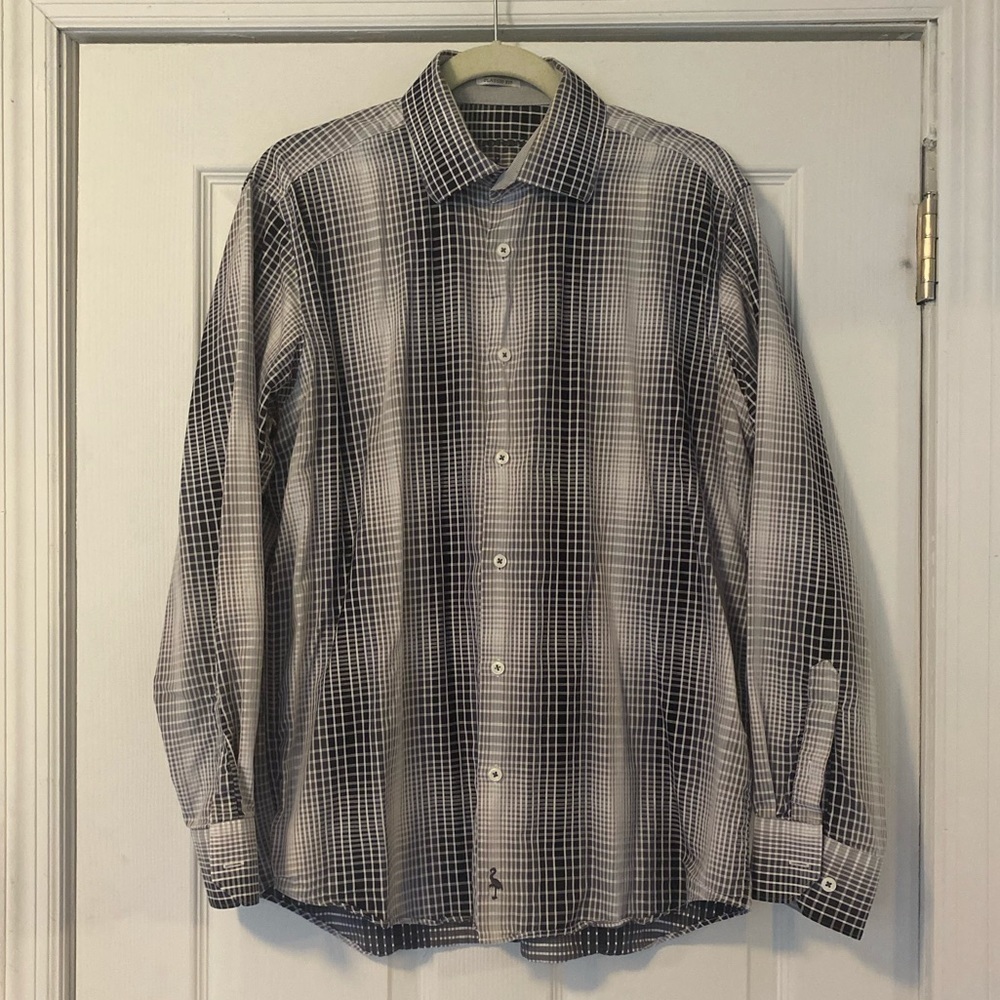 TAILORBYRD Cotton Gray and White Checked Button Down Shirt